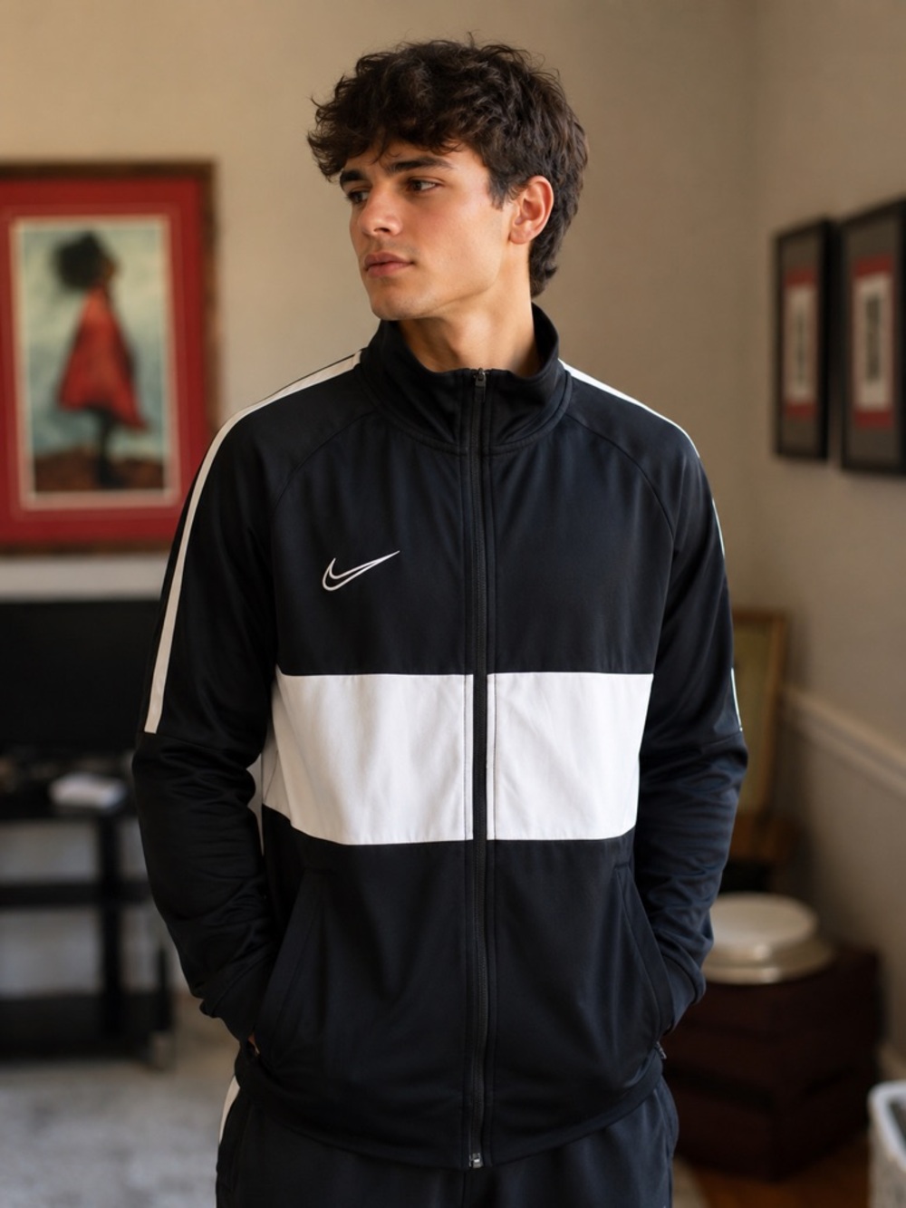 Nike Black and White Colorblock Windbreaker Jacket